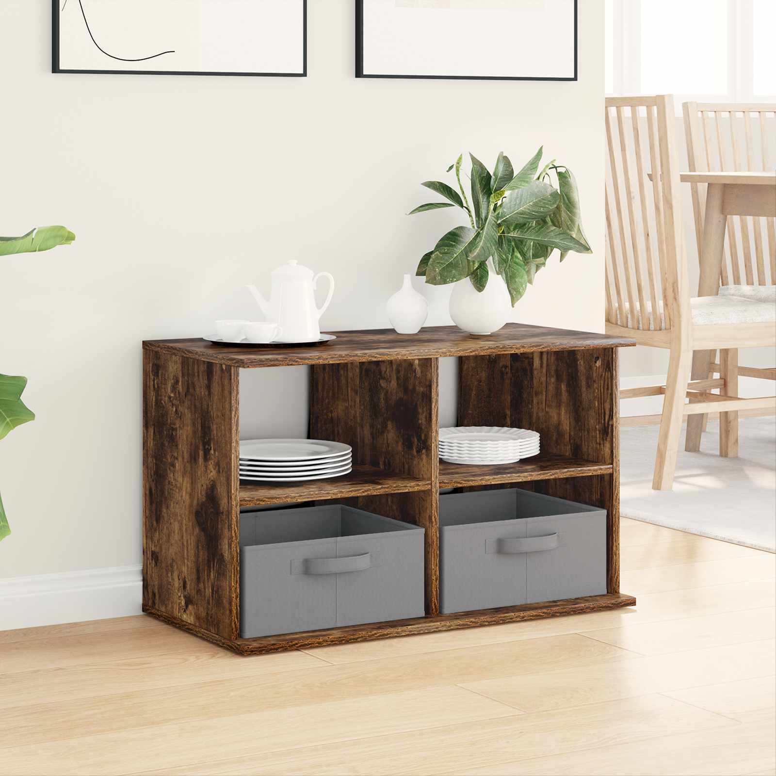 TV-standaard met lade Gerookt eiken 79 x 40 x 48 cm