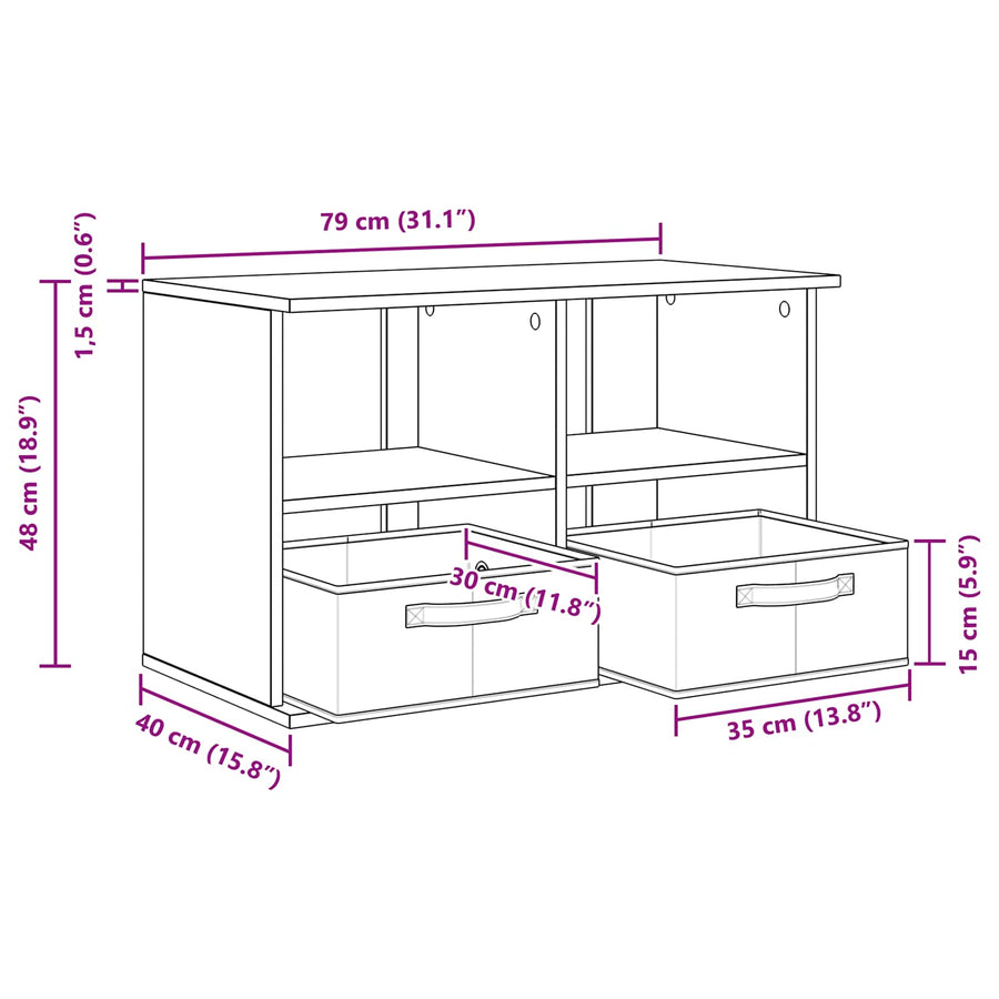 TV-standaard met lade Grijs Sonoma 79 x 40 x 48 cm