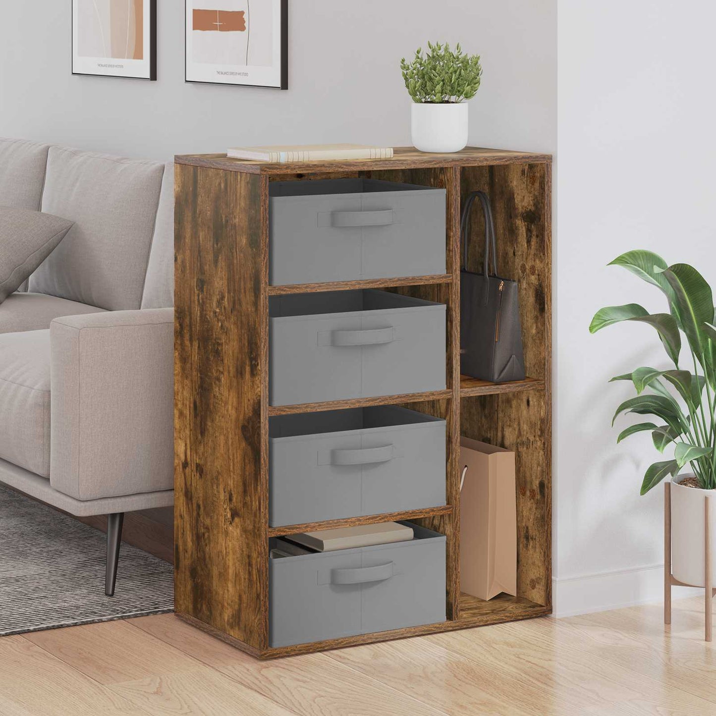 Dressoir met lade Gerookt eiken 60 x 33,5 x 84 cm