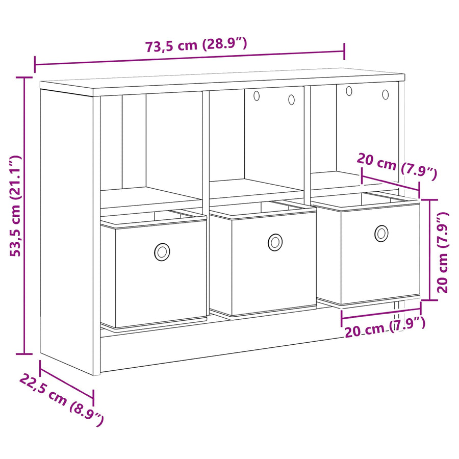 Dressoir met lade Oudhout 73,5 x 22,5 x 53,5 cm