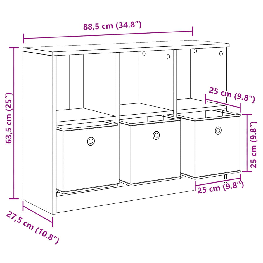 Dressoir met lade Oudhout 88,5 x 27,5 x 63,5 cm