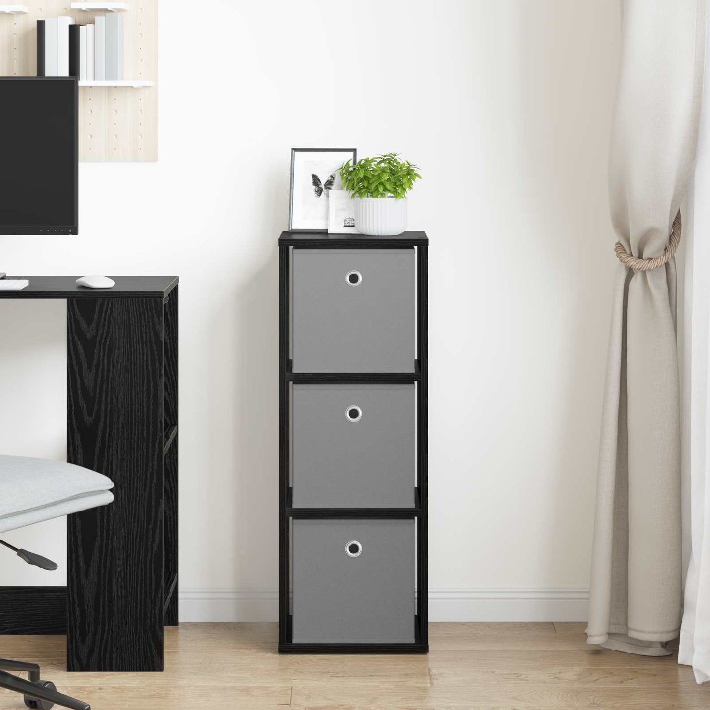 Dressoir met lade Zwart Eiken 30,5 x 27 x 84,5 cm