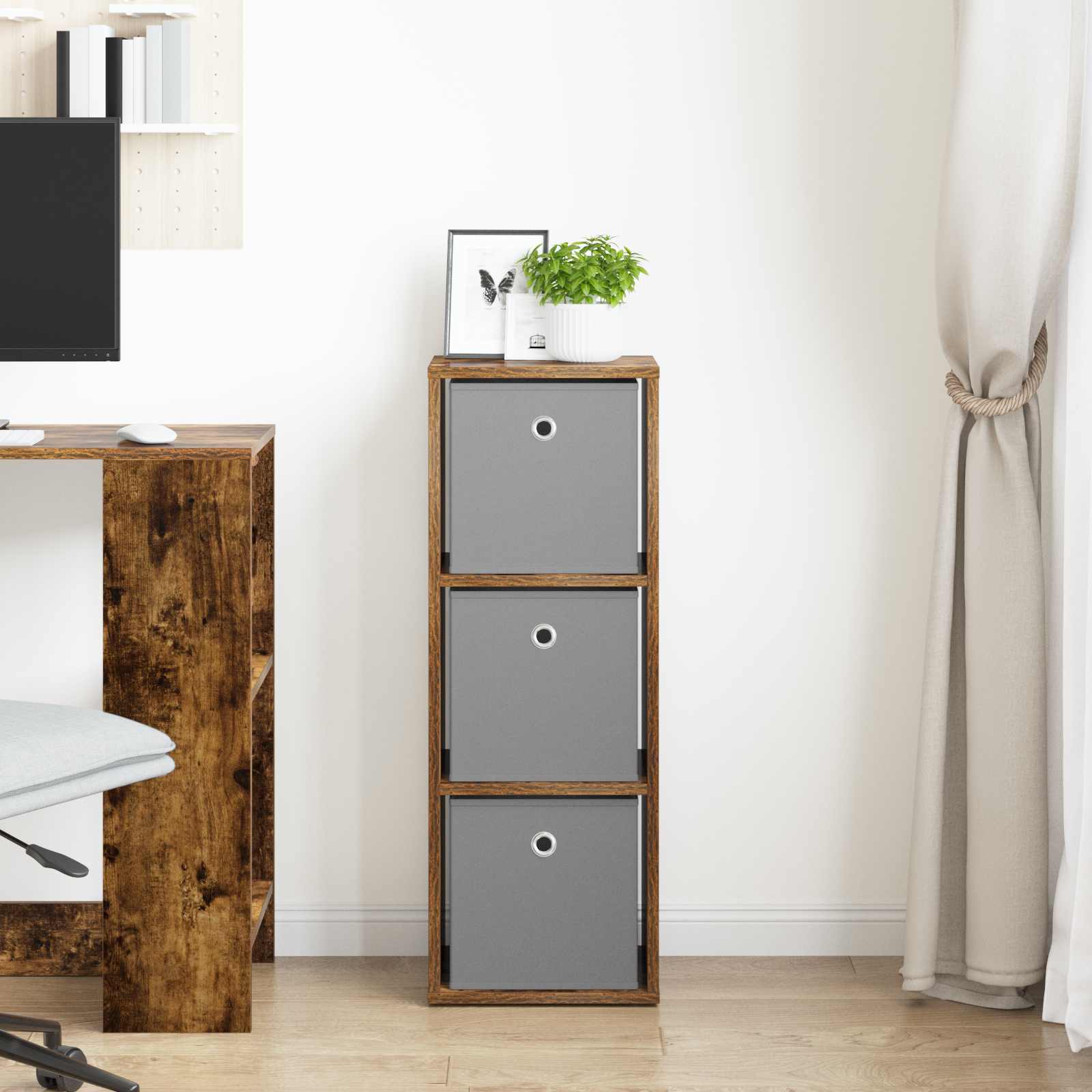 Dressoir met lade Gerookt eiken 30,5 x 27 x 84,5 cm