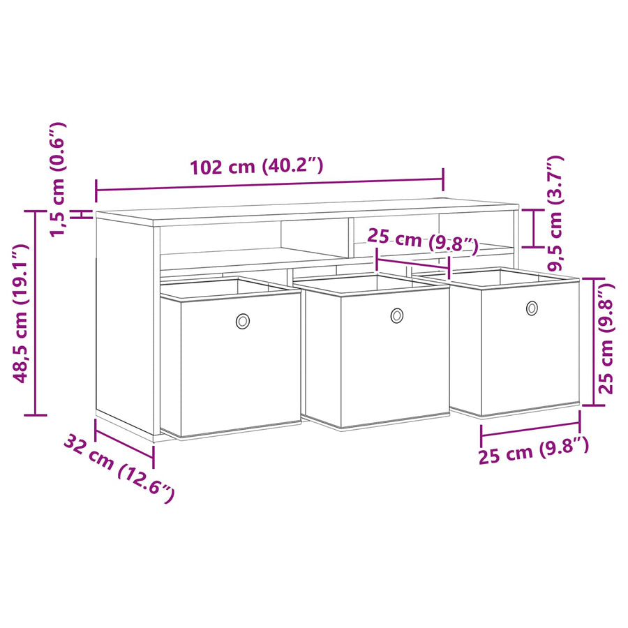 Laagkast met lade Sonoma Eiken 102 x 32 x 48,5 cm