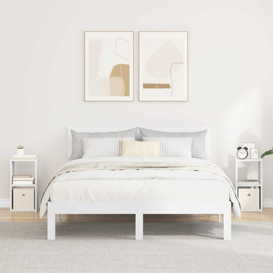 Nachtkastje met lade 2 pcs Wit 25,5 x 22 x 49,5 cm Bewerkt hout