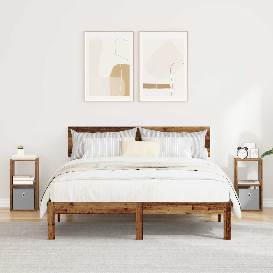 Nachtkastje 2 pcs Oudhout 25,5 x 22 x 49,5 cm Bewerkt hout