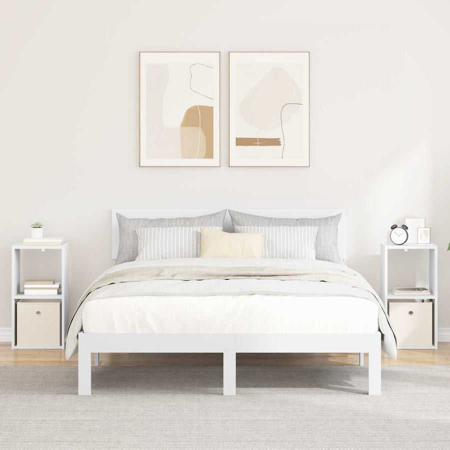 Nachtkastje met lade 2 pcs Wit 30,5 x 27 x 59,5 cm Bewerkt hout