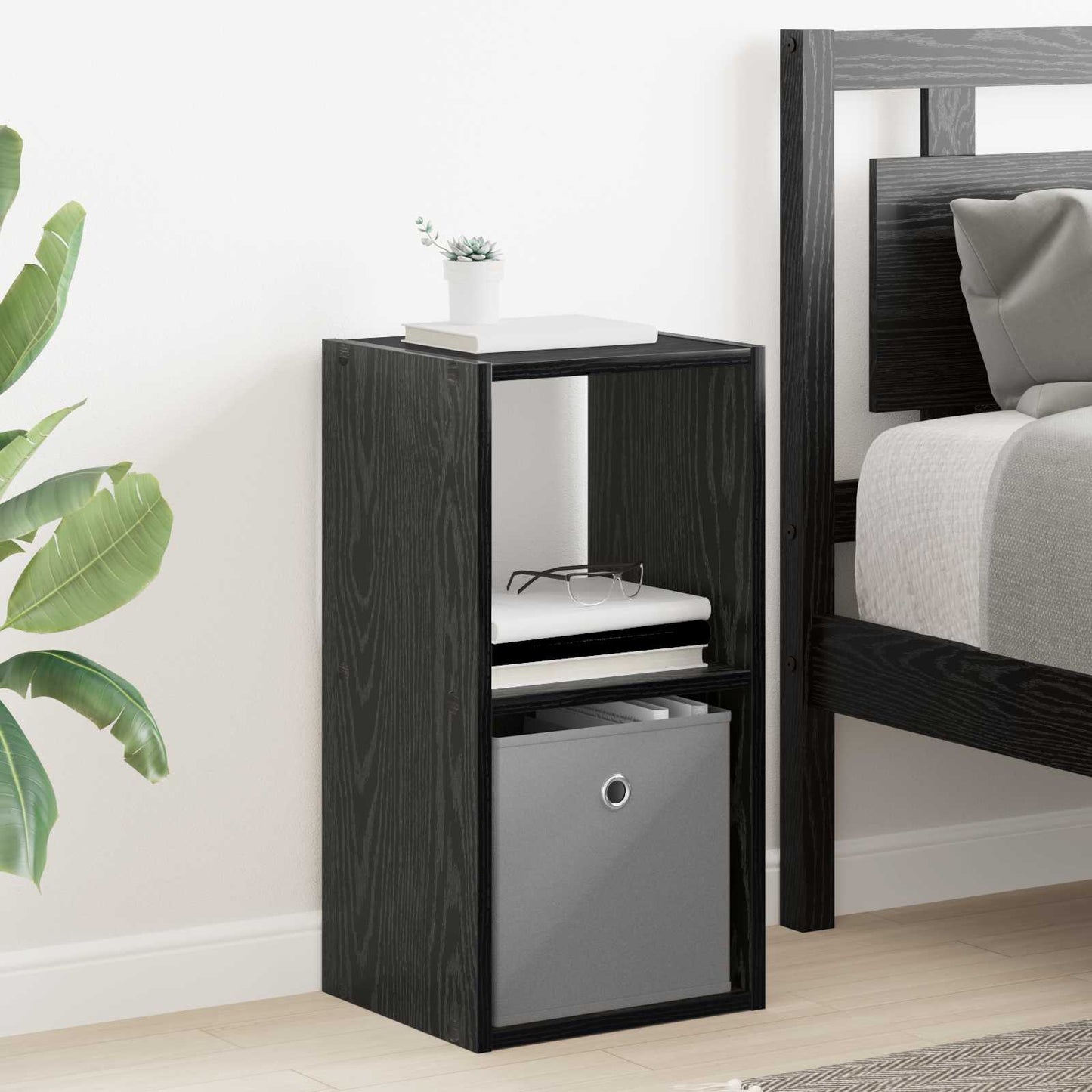 Nachtkastje Zwart Eiken 30,5 x 27 x 59,5 cm Bewerkt hout