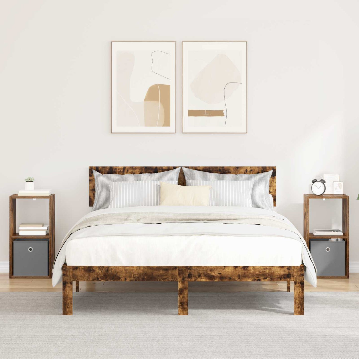 Nachtkastje met lade 2 pcs Gerookt eiken 30,5 x 27 x 59,5 cm