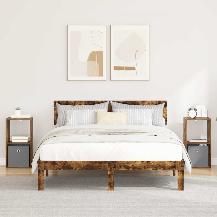 Nachtkastje met lade 2 pcs Gerookt eiken 30,5 x 27 x 59,5 cm