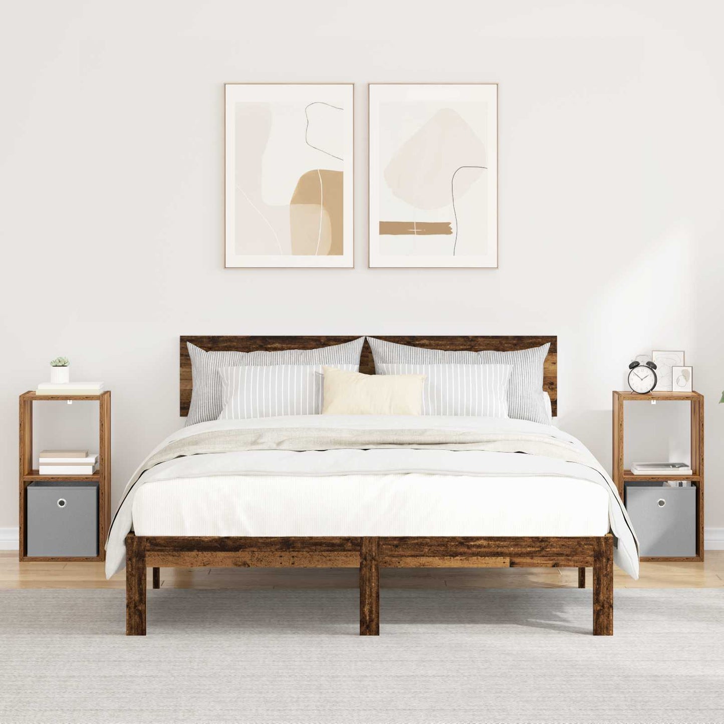 Nachtkastje 2 pcs Oudhout 30,5 x 27 x 59,5 cm Bewerkt hout