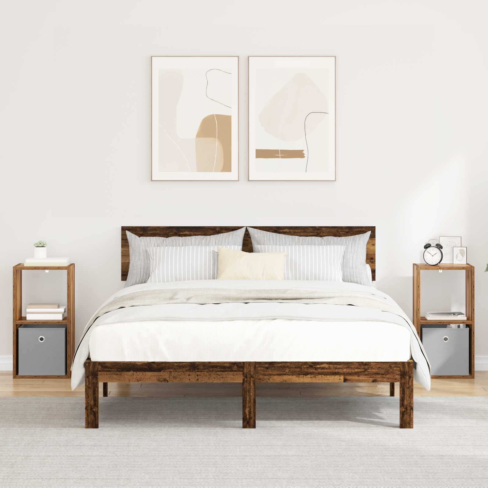 Nachtkastje 2 pcs Oudhout 30,5 x 27 x 59,5 cm Bewerkt hout