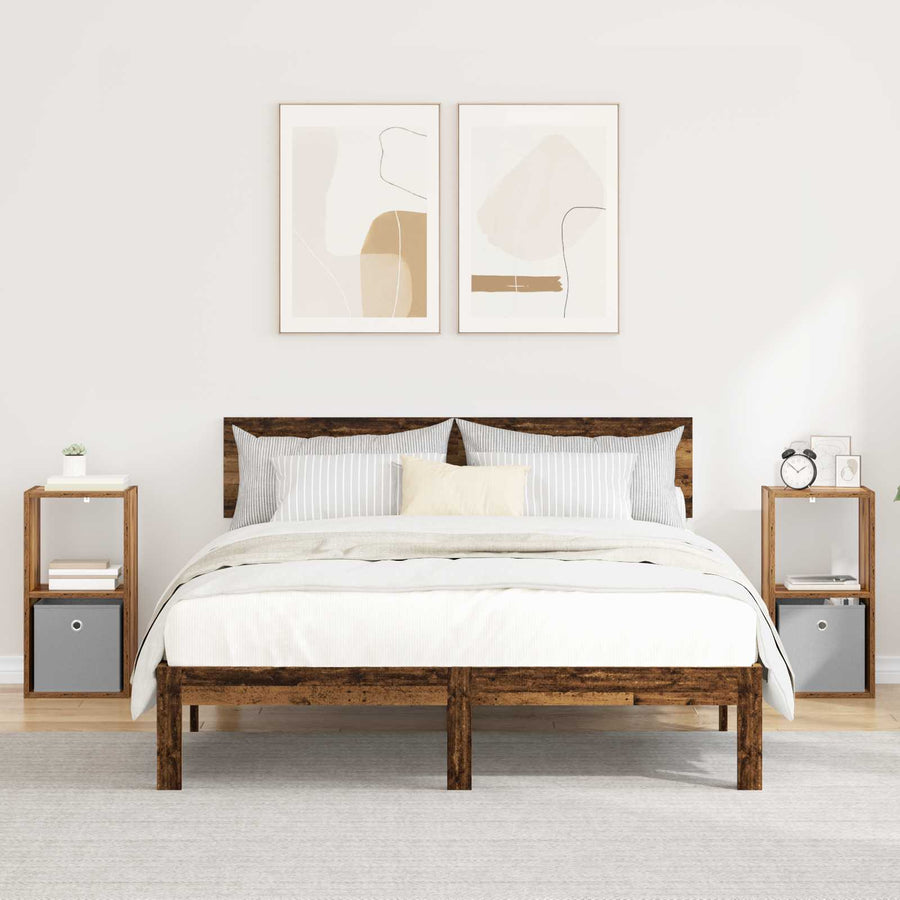 Nachtkastje 2 pcs Oudhout 30,5 x 27 x 59,5 cm Bewerkt hout