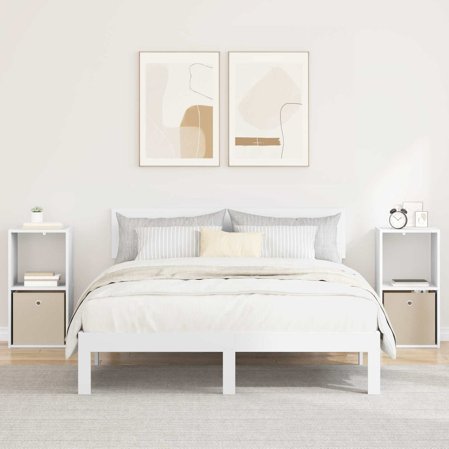 Nachtkastje met lade 2 pcs Wit 35 x 32 x 68,5 cm Bewerkt hout