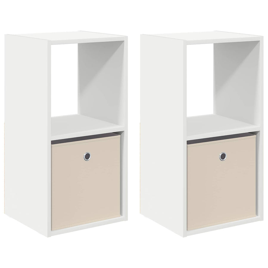 Nachtkastje met lade 2 pcs Wit 35 x 32 x 68,5 cm Bewerkt hout