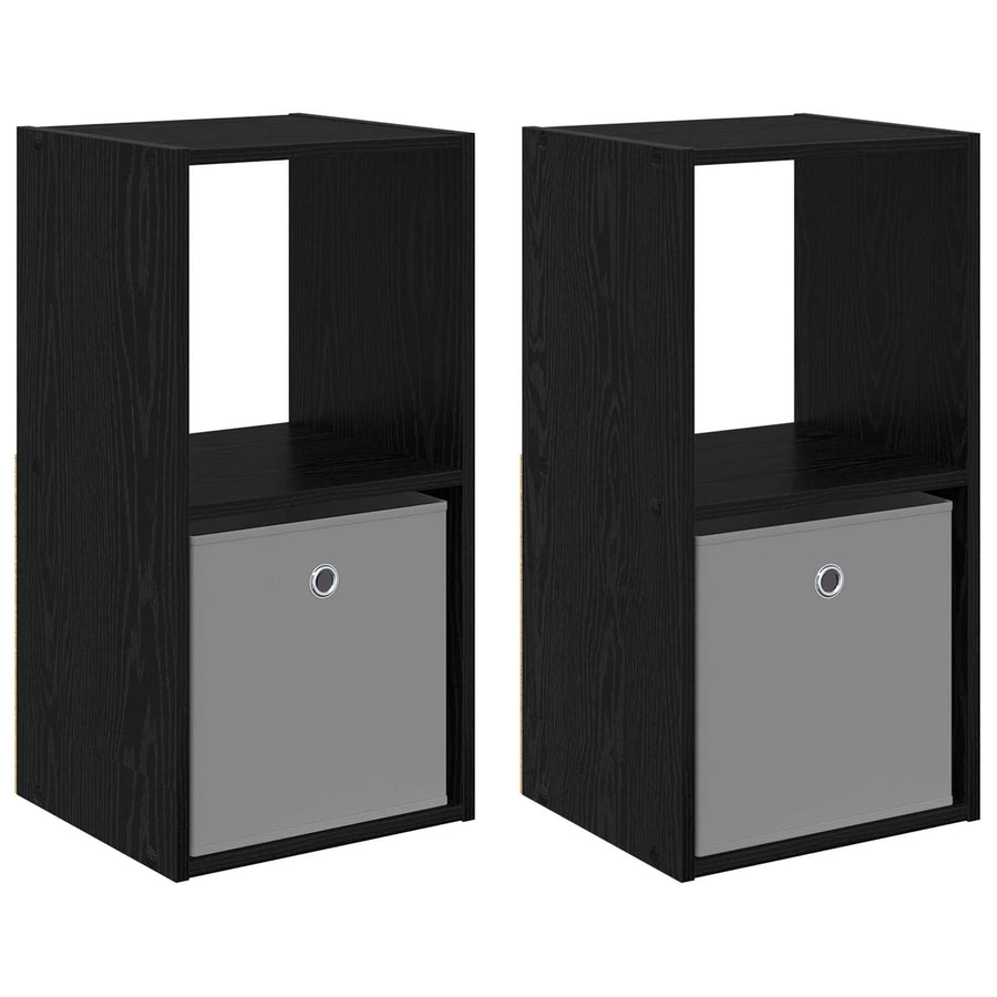 Nachtkastje 2 pcs Zwart Eiken 35 x 32 x 68,5 cm Bewerkt hout