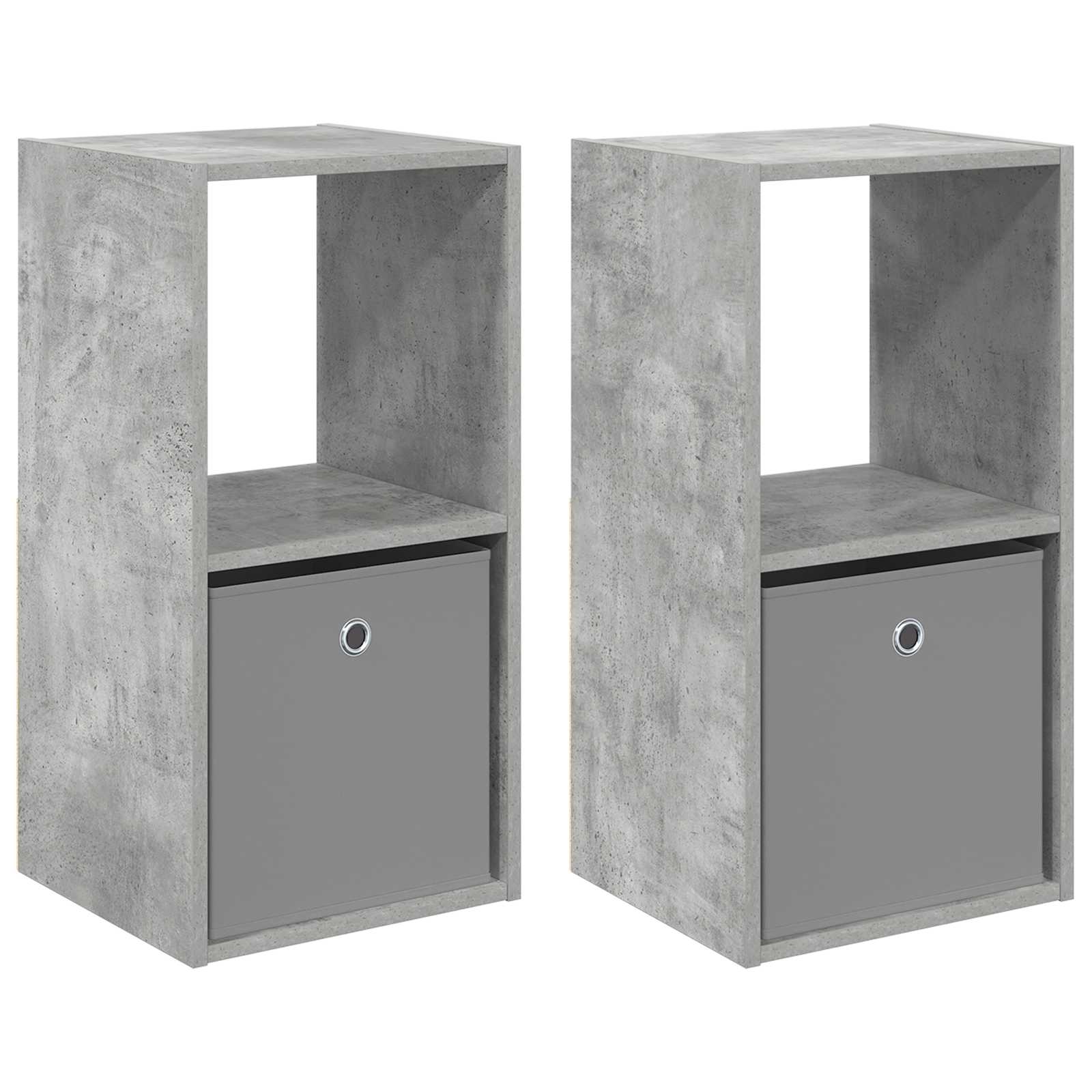 Nachtkastje 2 pcs Beton Grijs 35 x 32 x 68,5 cm Bewerkt hout