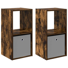 Nachtkastje 2 pcs Gerookt eiken 35 x 32 x 68,5 cm Bewerkt hout