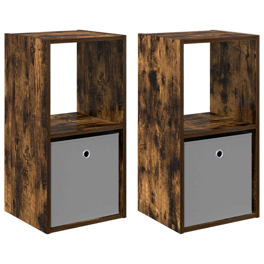 Nachtkastje 2 pcs Gerookt eiken 35 x 32 x 68,5 cm Bewerkt hout