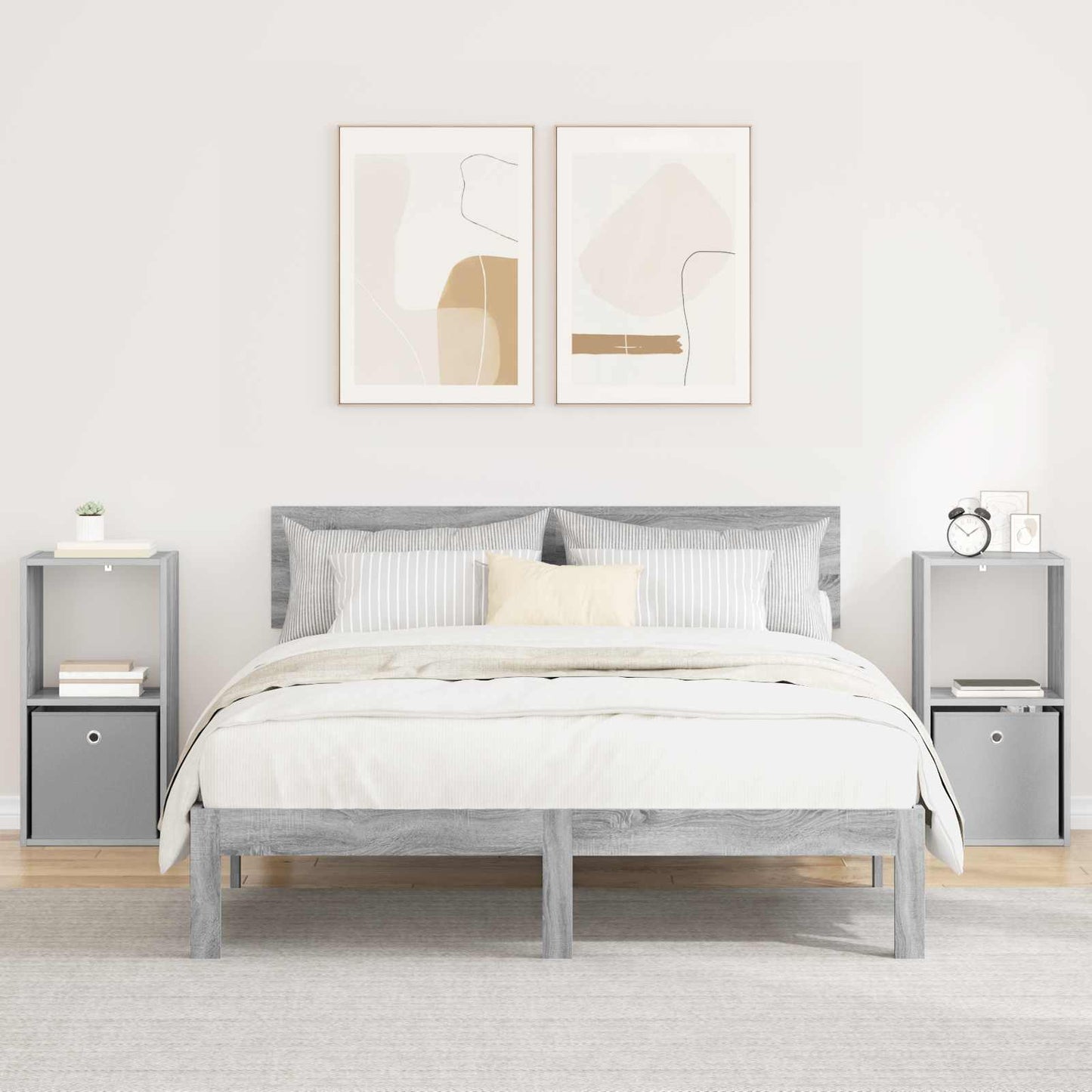 Nachtkastje 2 pcs Grijs Sonoma 35 x 32 x 68,5 cm Bewerkt hout