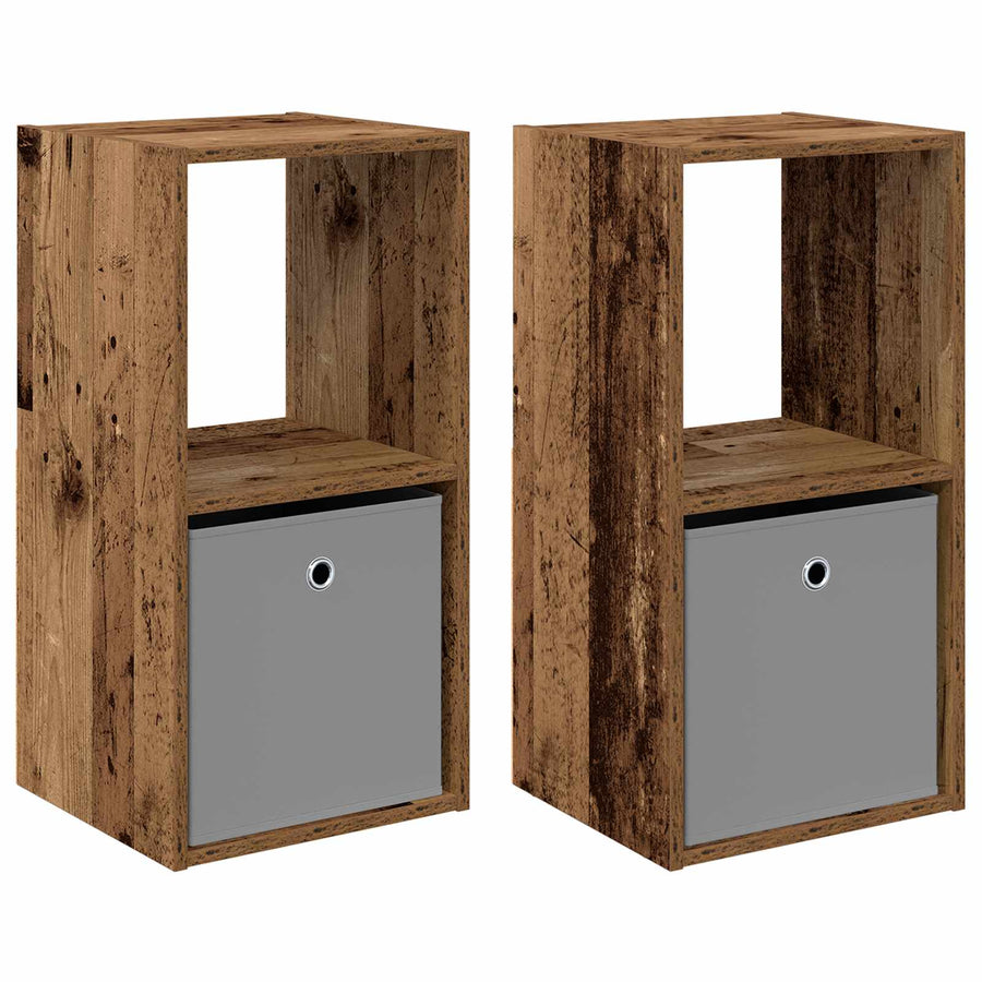 Nachtkastje 2 pcs Oudhout 35 x 32 x 68,5 cm Bewerkt hout