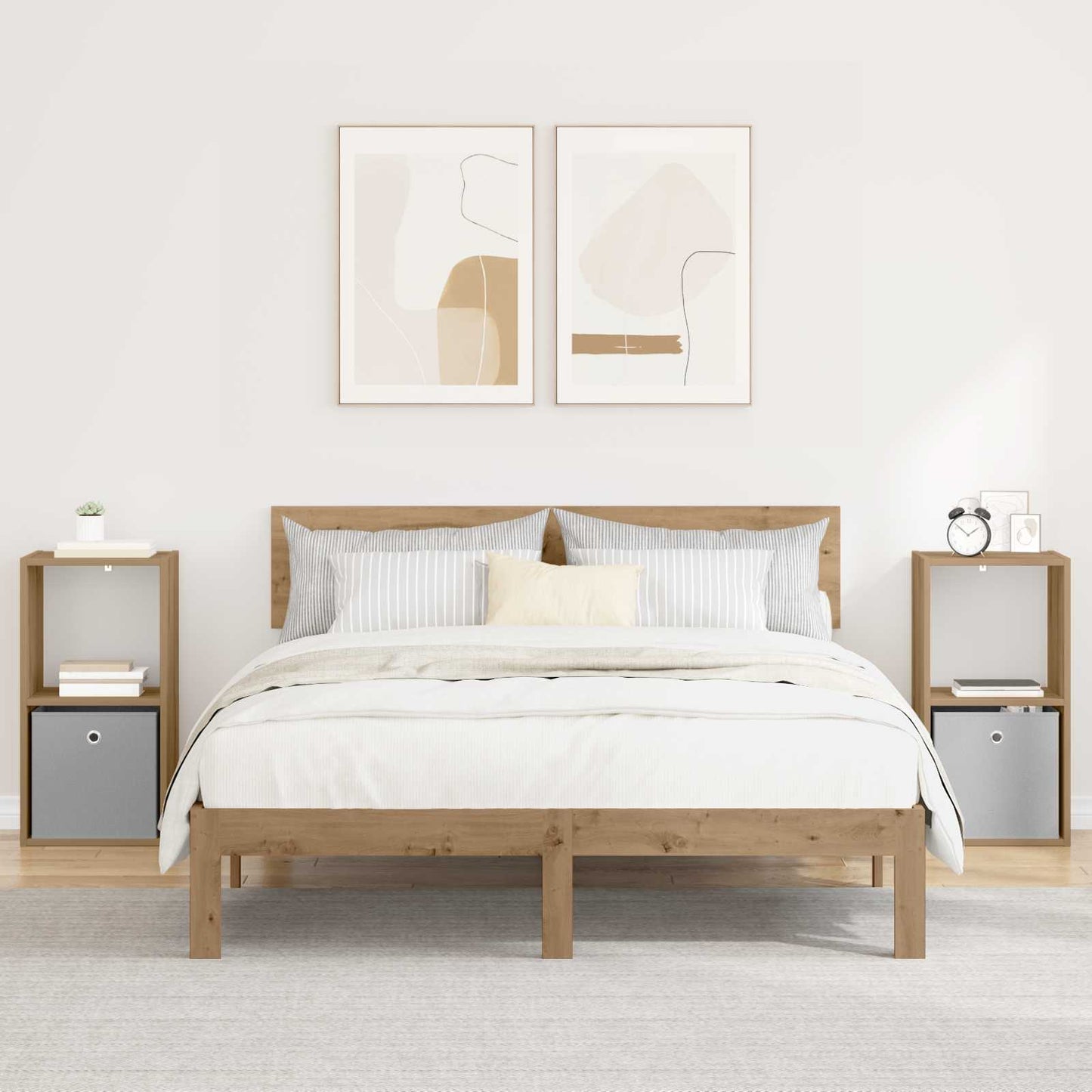 Nachtkastje 2 pcs Artisan Eiken 35 x 32 x 68,5 cm Bewerkt hout