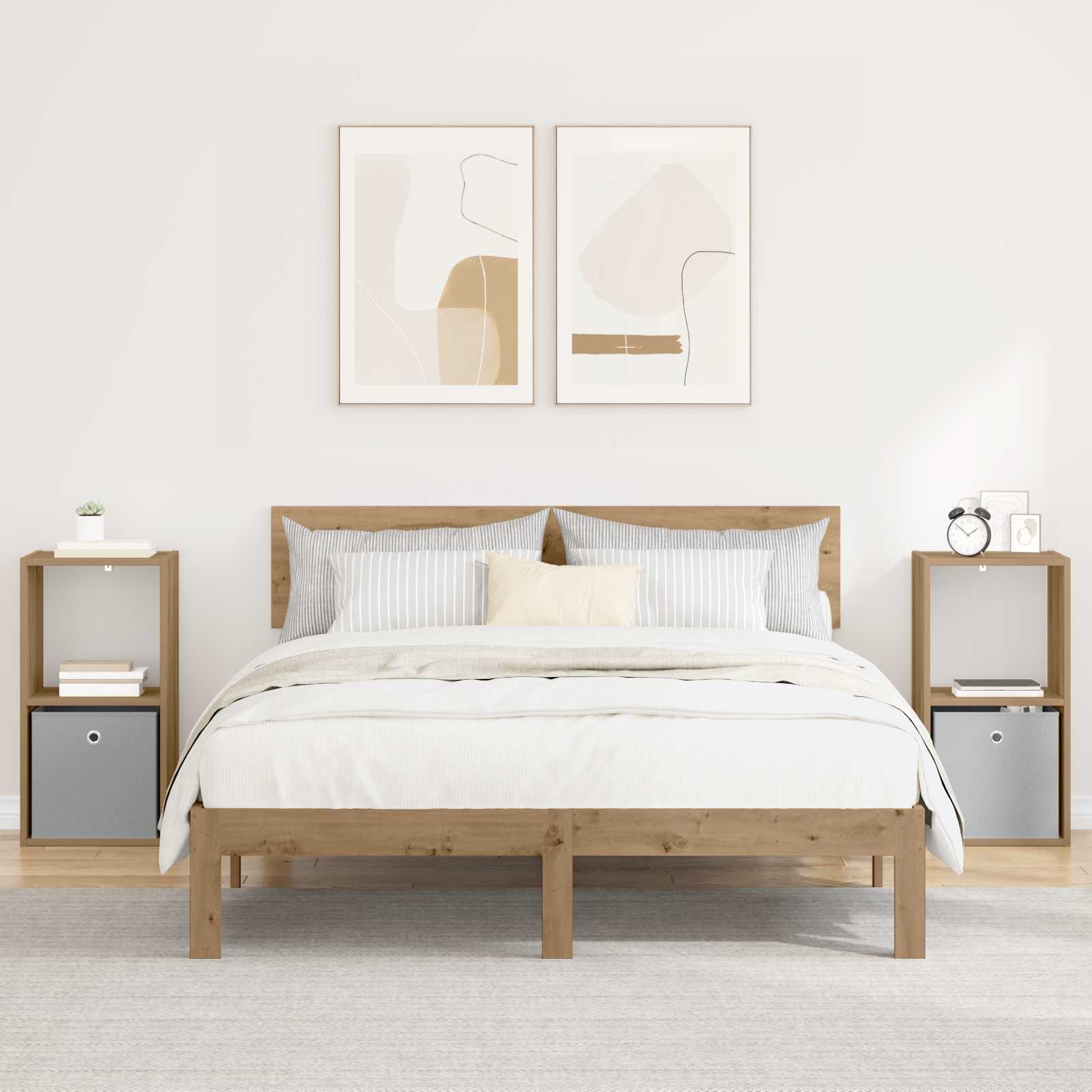 Nachtkastje 2 pcs Artisan Eiken 35 x 32 x 68,5 cm Bewerkt hout