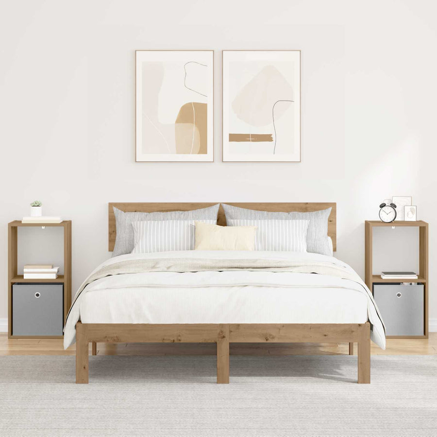 Nachtkastje 2 pcs Artisan Eiken 35 x 32 x 68,5 cm Bewerkt hout