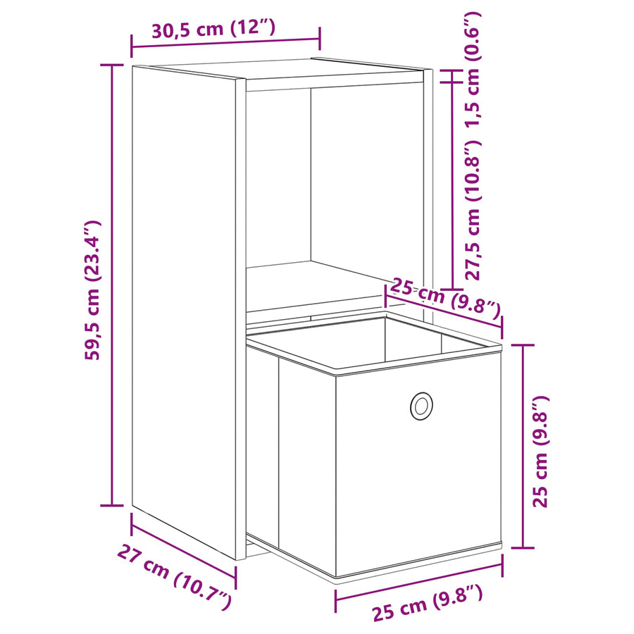 Nachtkastje 2 pcs Artisan Eiken 35 x 32 x 68,5 cm Bewerkt hout