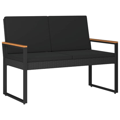 Tuinset met kussen 4-delig Zwart polyrattan