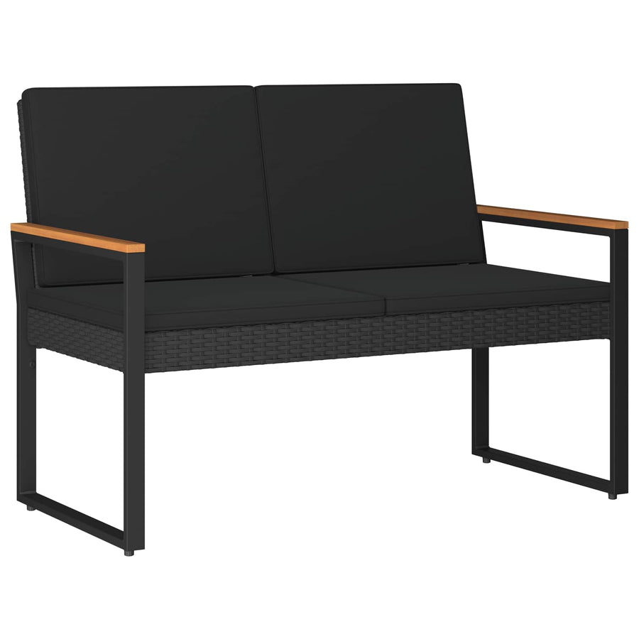 Tuinset met kussen 4-delig Zwart polyrattan