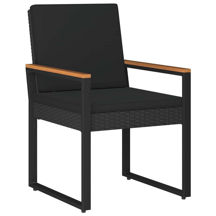 Tuinset met kussen 4-delig Zwart polyrattan