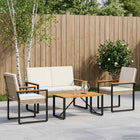 Tuinset poly rattan 4-delig beige crème wit