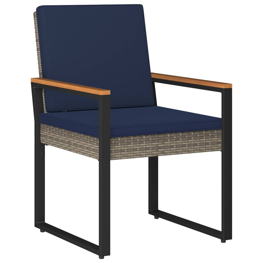 Buitenmeubelset 4 pcs Grijs en Marineblauw poly rattan