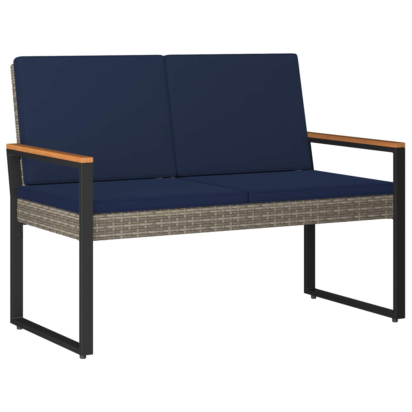 Buitenmeubelset 4 pcs Grijs en Marineblauw poly rattan
