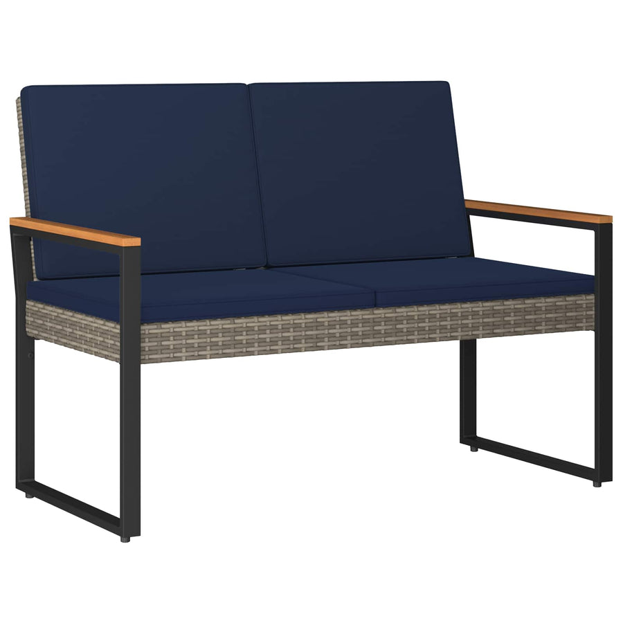 Buitenmeubelset 4 pcs Grijs en Marineblauw poly rattan