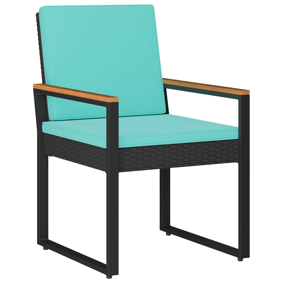 Buitenmeubelset met kussen 4 pcs Zwart en Turquoise poly rattan