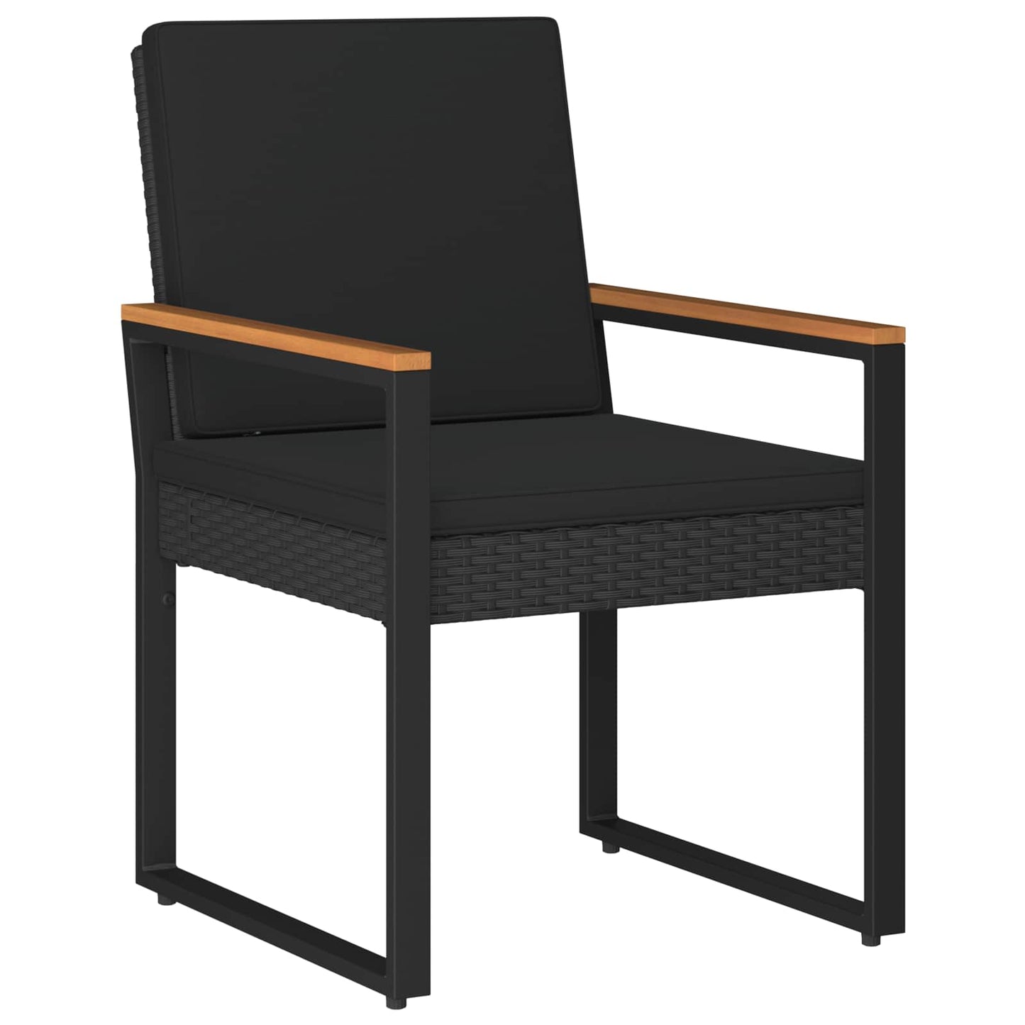 Buitenmeubelset met kussen 3 pcs Zwart poly rattan
