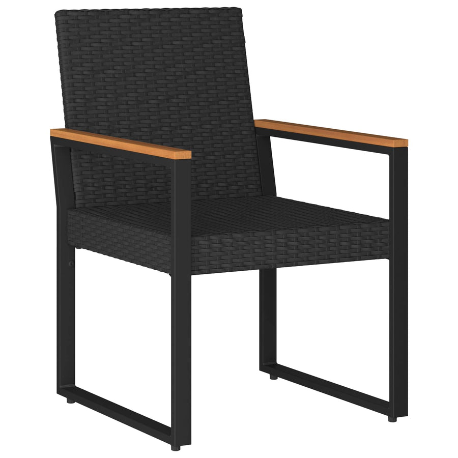 Buitenmeubelset met kussen 3 pcs Zwart poly rattan