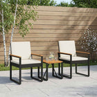 Outdoor lounge set with cushion 3 pcs Black and Cream White poly rattan
