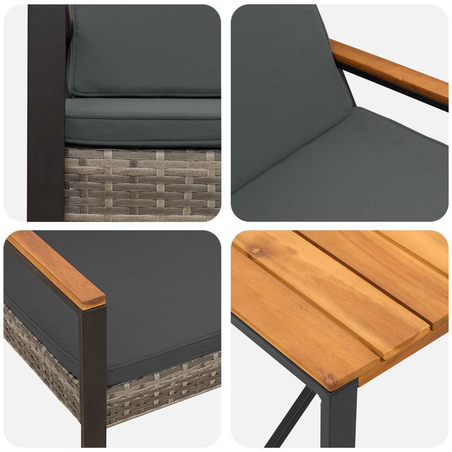 Buitenmeubelset 3 pcs Grijs en Donkergrijs poly rattan