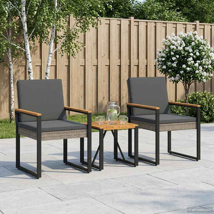 Buitenmeubelset 3 pcs Grijs en Donkergrijs poly rattan