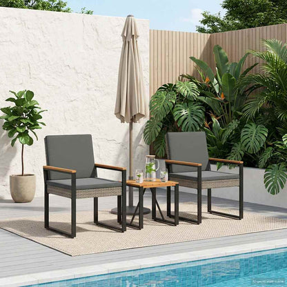 Buitenmeubelset 3 pcs Grijs en Donkergrijs poly rattan