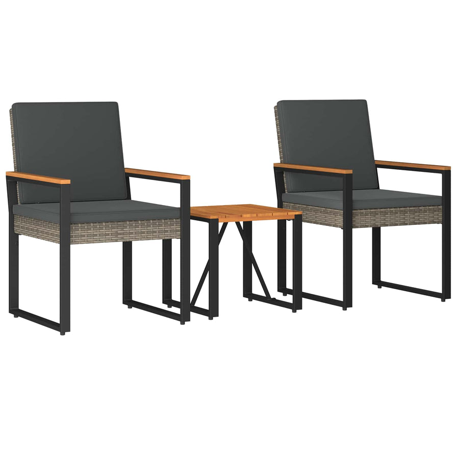 Buitenmeubelset 3 pcs Grijs en Donkergrijs poly rattan