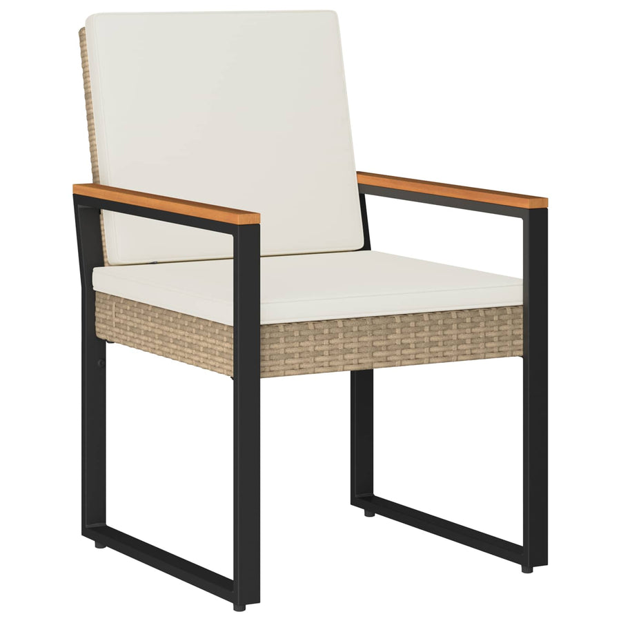 Buitenmeubelset met kussen 3 pcs Beige en Crème Wit poly rattan