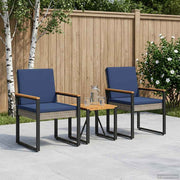 Tuinset poly rattan grijs marineblauw 2 personen