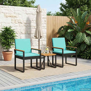 Tuinset poly rattan 2 persoons zwart turquoise