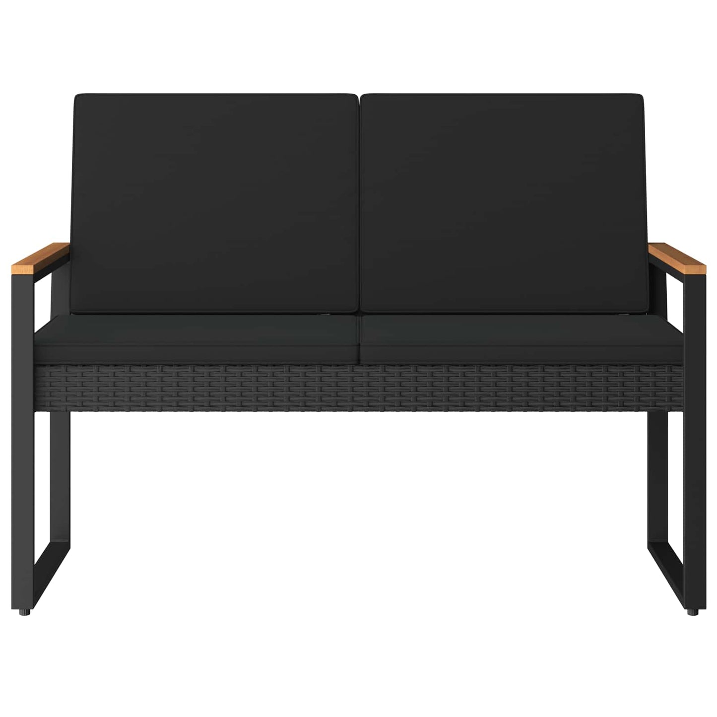 Tuinbank met kussen Zwart 107 x 61 x 80 cm poly rattan