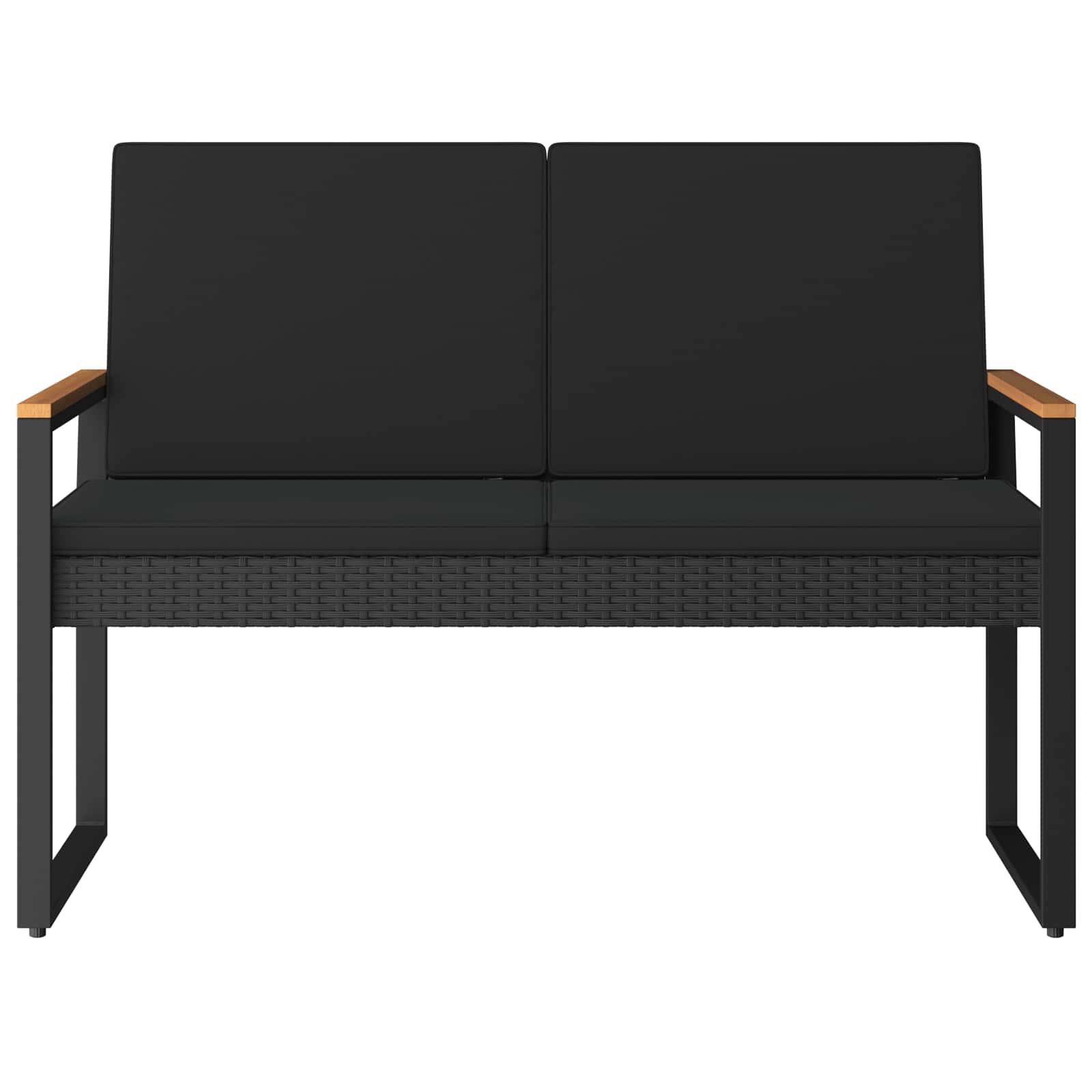 Tuinbank met kussen Zwart 107 x 61 x 80 cm poly rattan