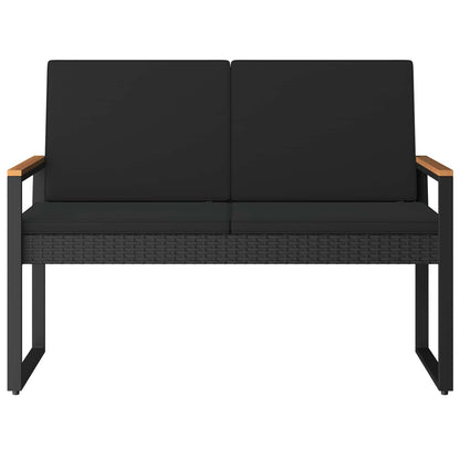 Tuinbank met kussen Zwart 107 x 61 x 80 cm poly rattan